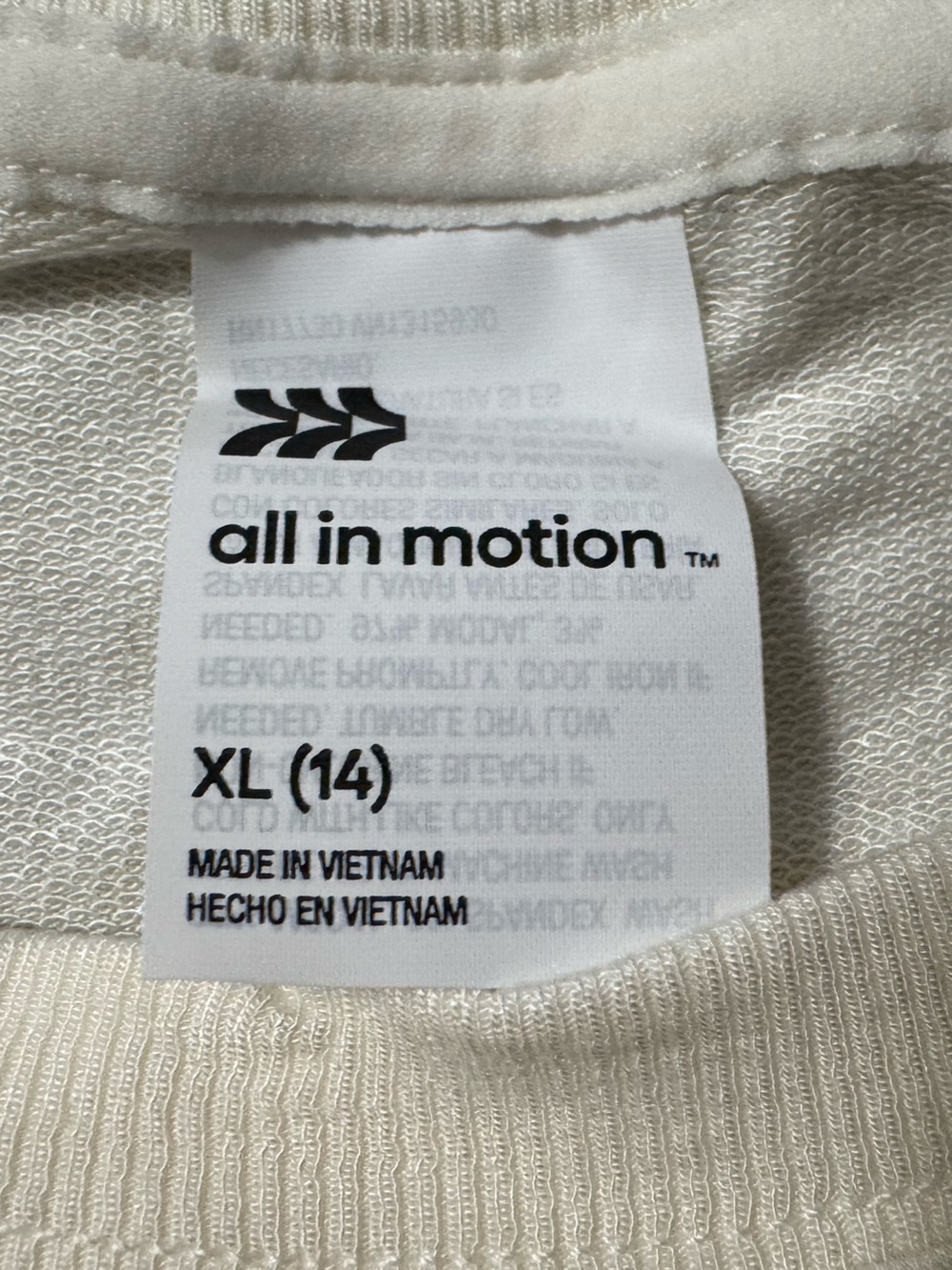 All in Motion Girls Animal Print Cream Cropped Front Knot Long Sleeve Crew Neck - Picture 6 of 10